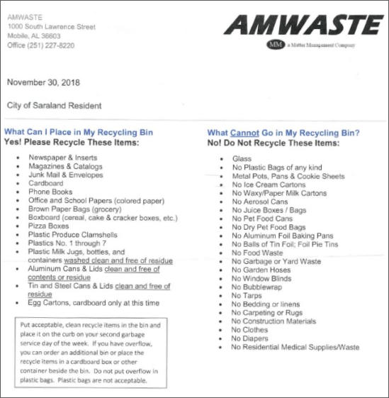 Recycling in Saraland