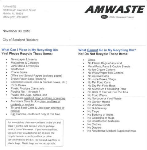 Recycling in Saraland